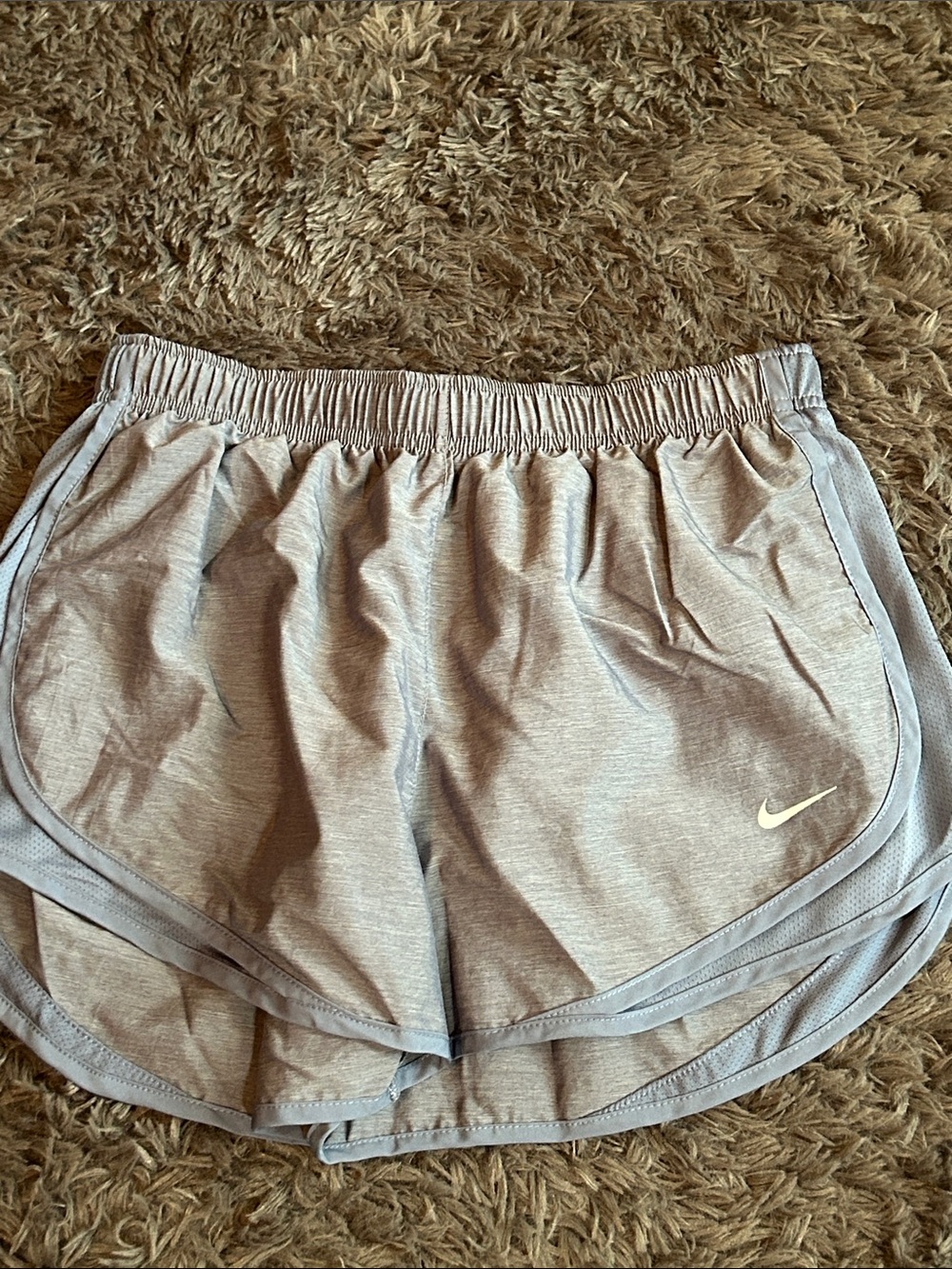 Nike Women’s Light Gray/blue Athletic Shorts with White Swoosh